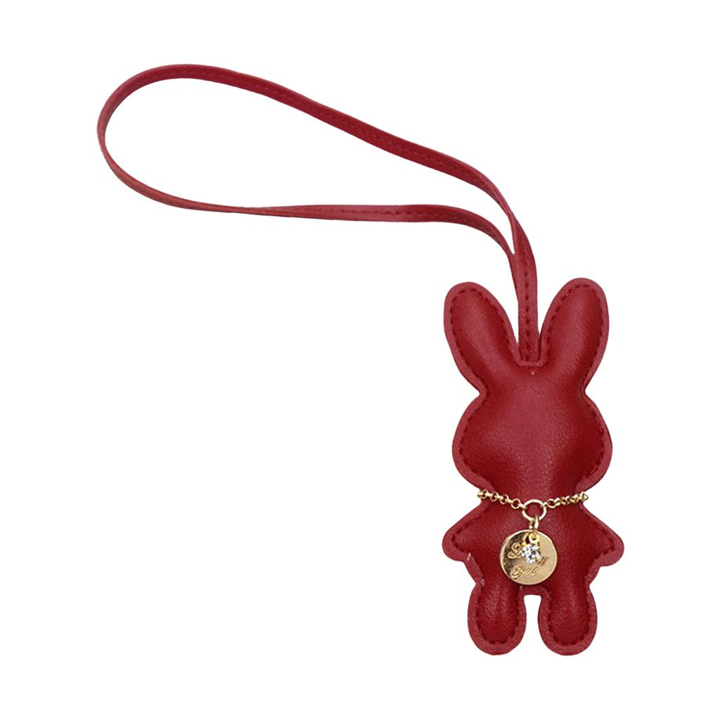 Fashionable Rabbit Shaped Keyring Artificial Leather Bunnys Bag Pendant Keychain Handbag Accessory for Animal Lovers