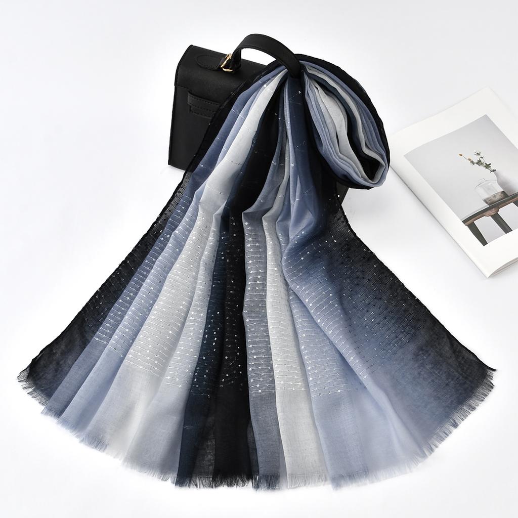 New Ombre Sequins Muslim Hijab Scarf Shawl Sparkly Summer Head Cover For Women Elegant Prayer Accessories Islam Turban 180*80Cm