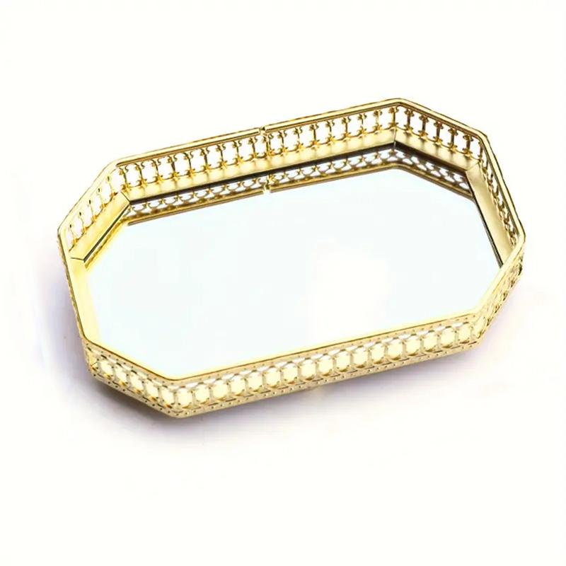1PC Metal Cosmetics Trays Octagonal Versatile for Accessories Jewelry Tray Elegant Tray Organizer Jewelry 2 Sizes
