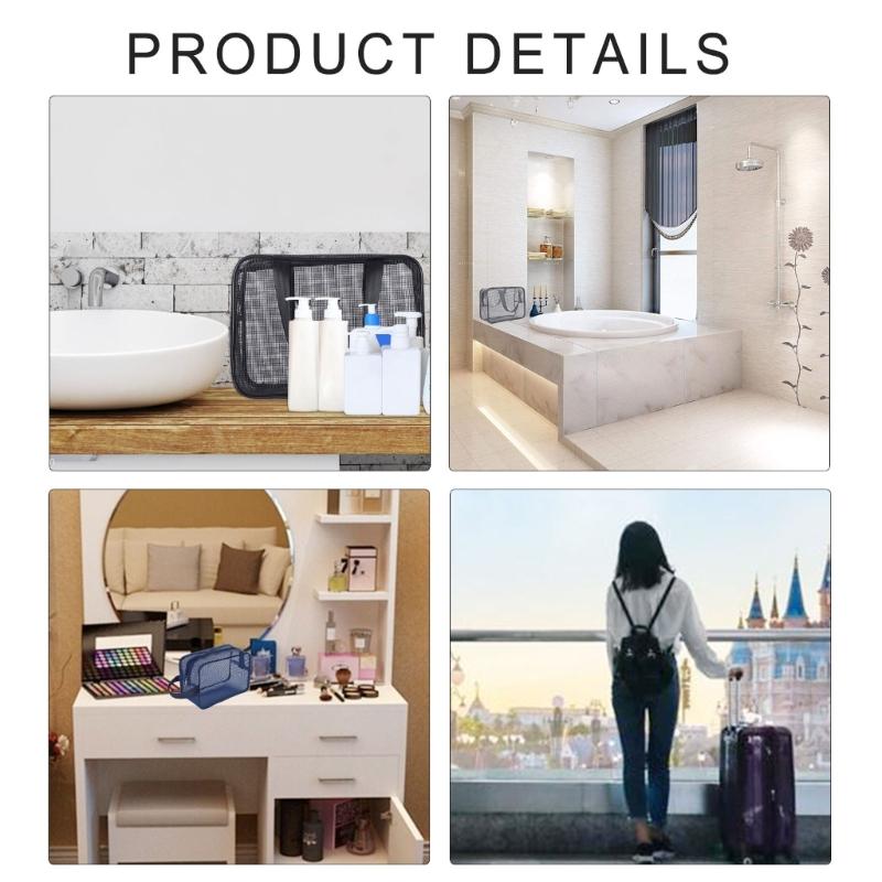 Organizatoare compacte din plasă pentru geantă de toaletă, pentru cămine universitare, camping și accesorii pentru baie, geantă de duș cu plasă agățată