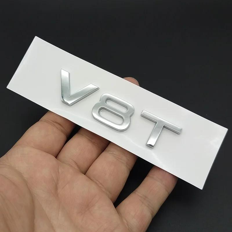 3D ABS Chromowany Czarny Logo V6T V8T V10 W12 Emblemat Litery Odznaka Naklejka Samochodowa Do Audi A6 A7 S4 S5 S6 S7 Q7 A8 R8 SQ5 TT Akcesoria