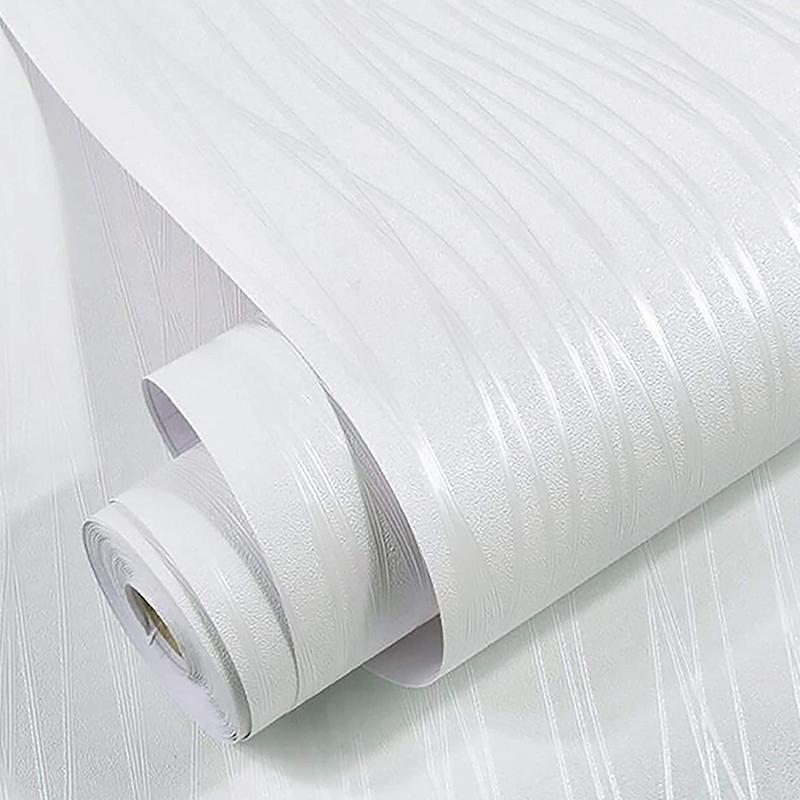 White Stripe Peel and Stick Wallpaper White Solid Color Contact Paper Stripe Self-Adhesive Wallpaper Removable Waterproof Decor