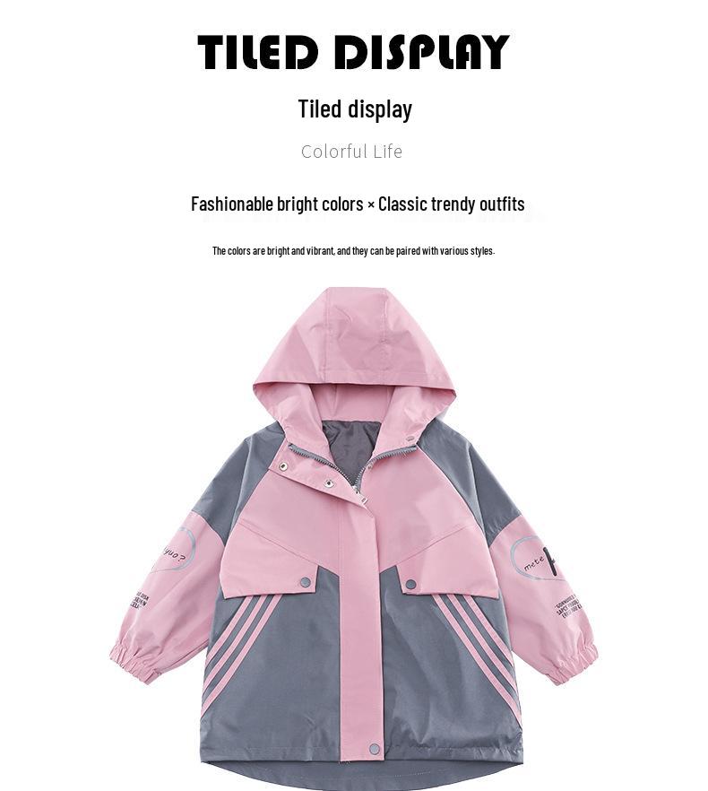 Girls' Spring 2026 Windbreaker: Hooded, Drawstring Jacket for Little to Large Children