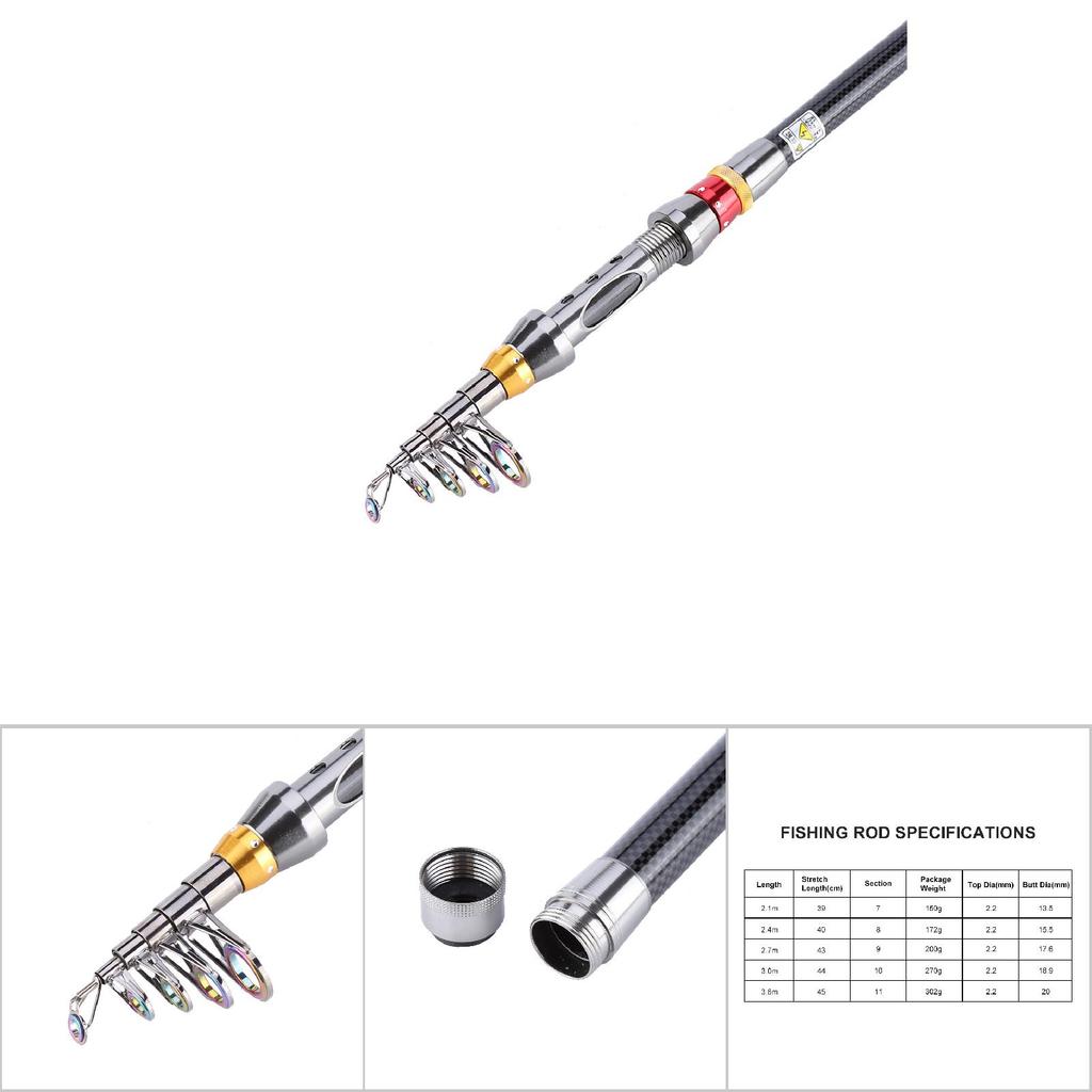 5 Size High Quality Carbon Fiber Portable Hard Fishing Rod Poles Freshwater Fishing Accessory