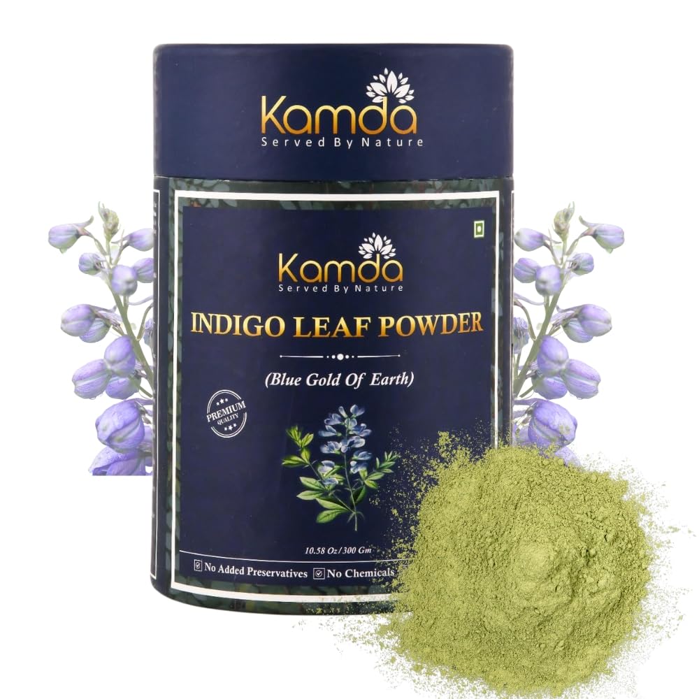 Kamda Natural Indigo Powder Complete DIY Kit for Hair & Beard | Indigo Leaf Powder for Post-Henna Black Hair Color | Chemical-Free, No PPD, No Ammon