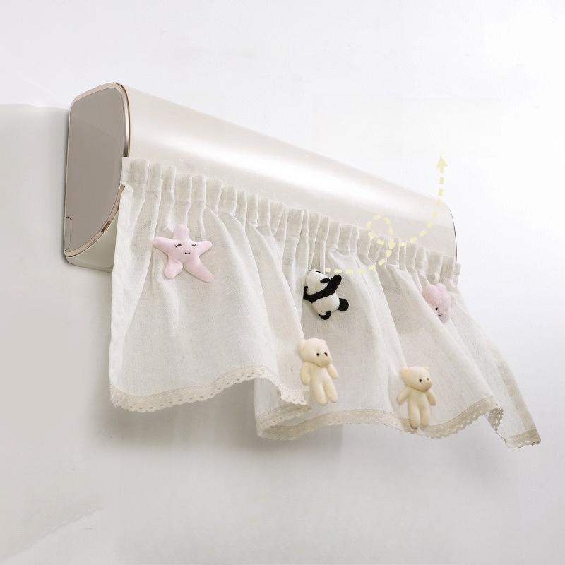 1Pc  Cute Plush Doll Deco Windbreak Curtain for Air Conditioner Summer Cover Prevent Direct Blowing Cloth Bedroom Decoration