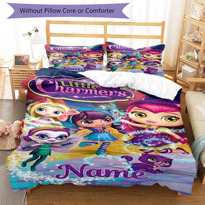 3Pcs Custom Name Little Charmers Bedding Set Duvet Cover Closure Includes 1Duvet Cover 2Pillowcases Soft And Comfortable For All Seasons