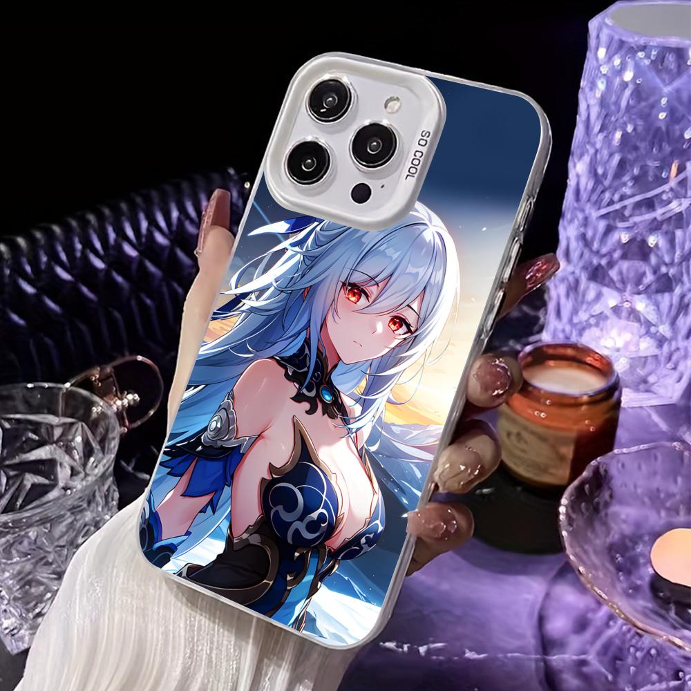 HSR Jingliu White Translucent Mobile Phone Case for iPhone 17 16 15 14 13 12 11 X XR XS Air Pro Max Plus Colorful Cover
