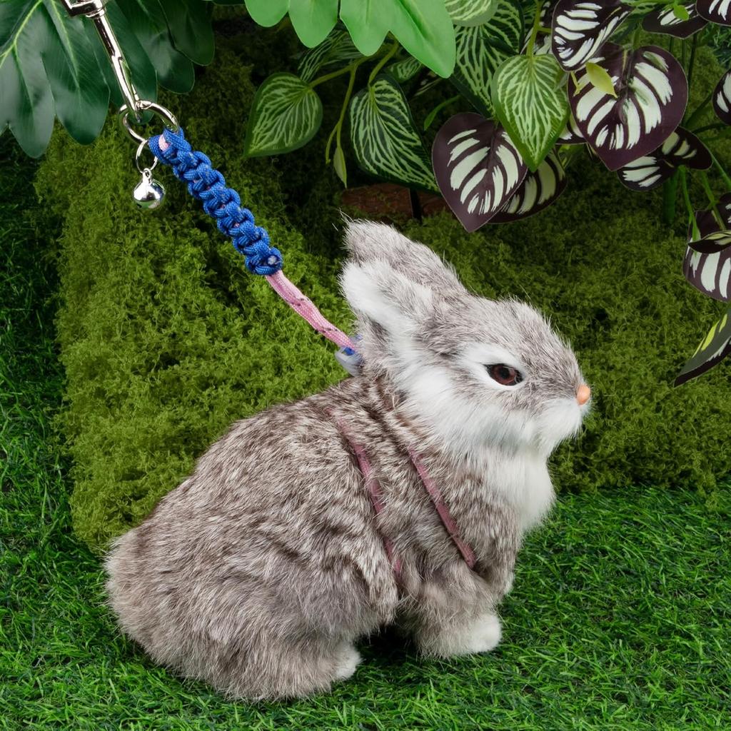 2pcs Figure 8 Harness and Leash with Reflective Strap and Bell for Ferrets, Rabbits, Bearded Dragon, Guinea Pig, Chinchilla and Hamster Small Animal