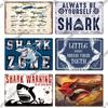 Putuo Decor Shark Sign Metal Signs Vintage Tin Sign Funny Warning Movie Poster for Bar Pub Kitchen Club Man Cave Wall Decoration