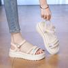 Step on shit feeling black sandals women's summer wear 2025 new soft-soled beach shoes French fairy style fashion sandals