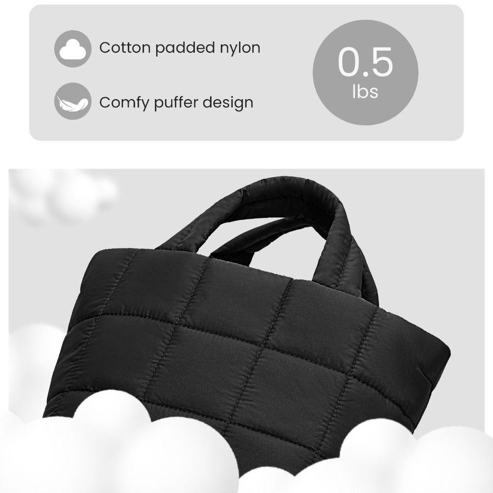 Detachable Strap Tote Bag Quilted Puffer Bag Adjustable Crossbody Bag  Women