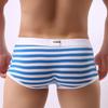 Longjiang Men's Striped Cotton Boxer Briefs - Breathable and Sexy Mid-Rise Shorts with Side Opening