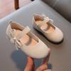 Children Round Toe Ballet Flat Shoes with Adjustable Strap and Decorative Bow Slip On Lightweight Comfortable Soft Sole Casual Footwear
