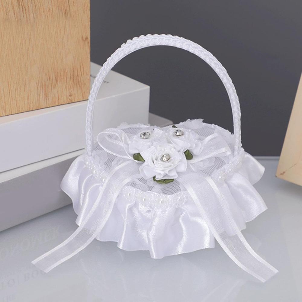 4.33x3.94in. Ring Pillow Heart Shape Flower Basket Romantic Wedding Ring Pillow Wedding Ceremony