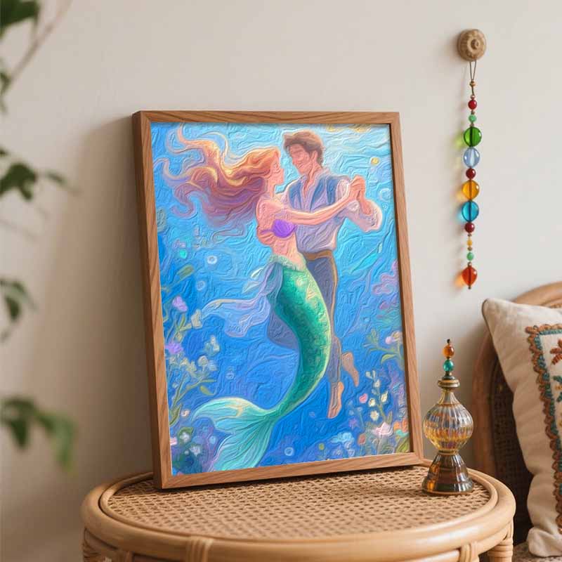 Disney oil painting kit painting art mermaid bedroom wall decoration handmade diy giftThis title has 116 characters.