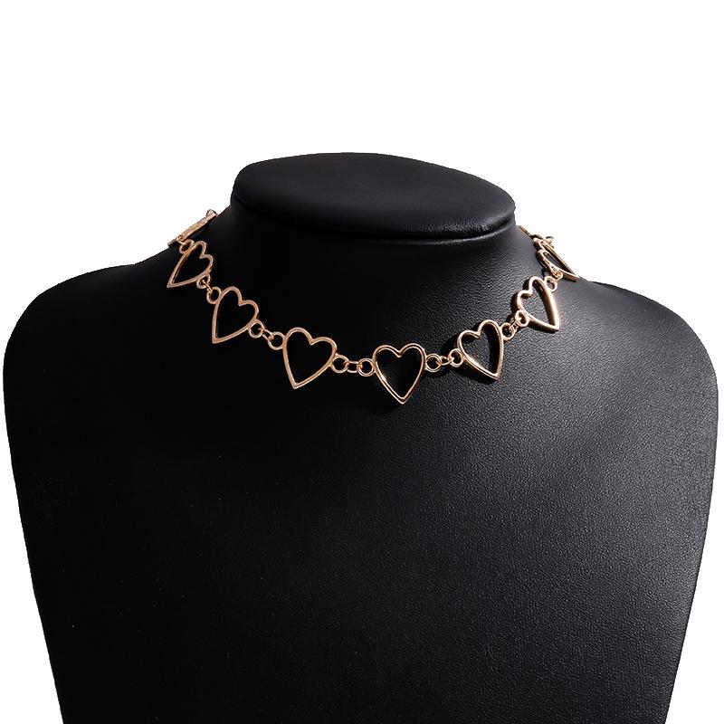 Romantic Heart Chains Chokers Necklace for Women Gold Silver Color Clavicle Chain Necklace Fashion Party Jewelry Gift