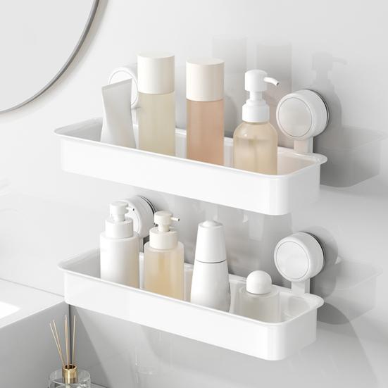 Yousheng Wall Mounted Suction Cup Storage Rack Strong Load-bearing Easy To Install Bathroom Caddy Soap Makeup Storage Shelf