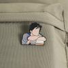 Retro Cartoon Artistic Figure Resting On Books Enamel Pin Intellectual Lapel Badge Elegant Gift For Book Lovers Brooch