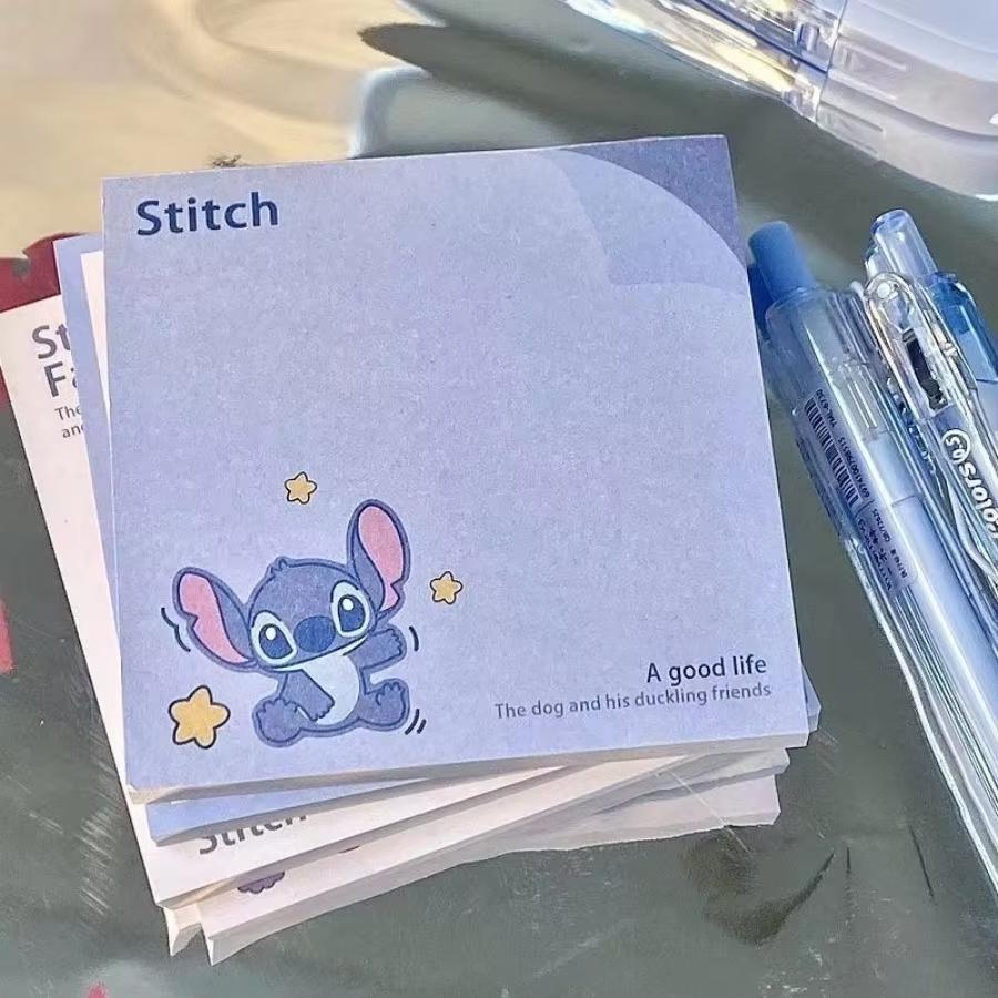 MINISO 50 piezas Disney Stitch Notas Adhesivas Anime No Times Memo Removibles Adhesivas Dibujos Animados Pegatinas Material Escolar Papelería