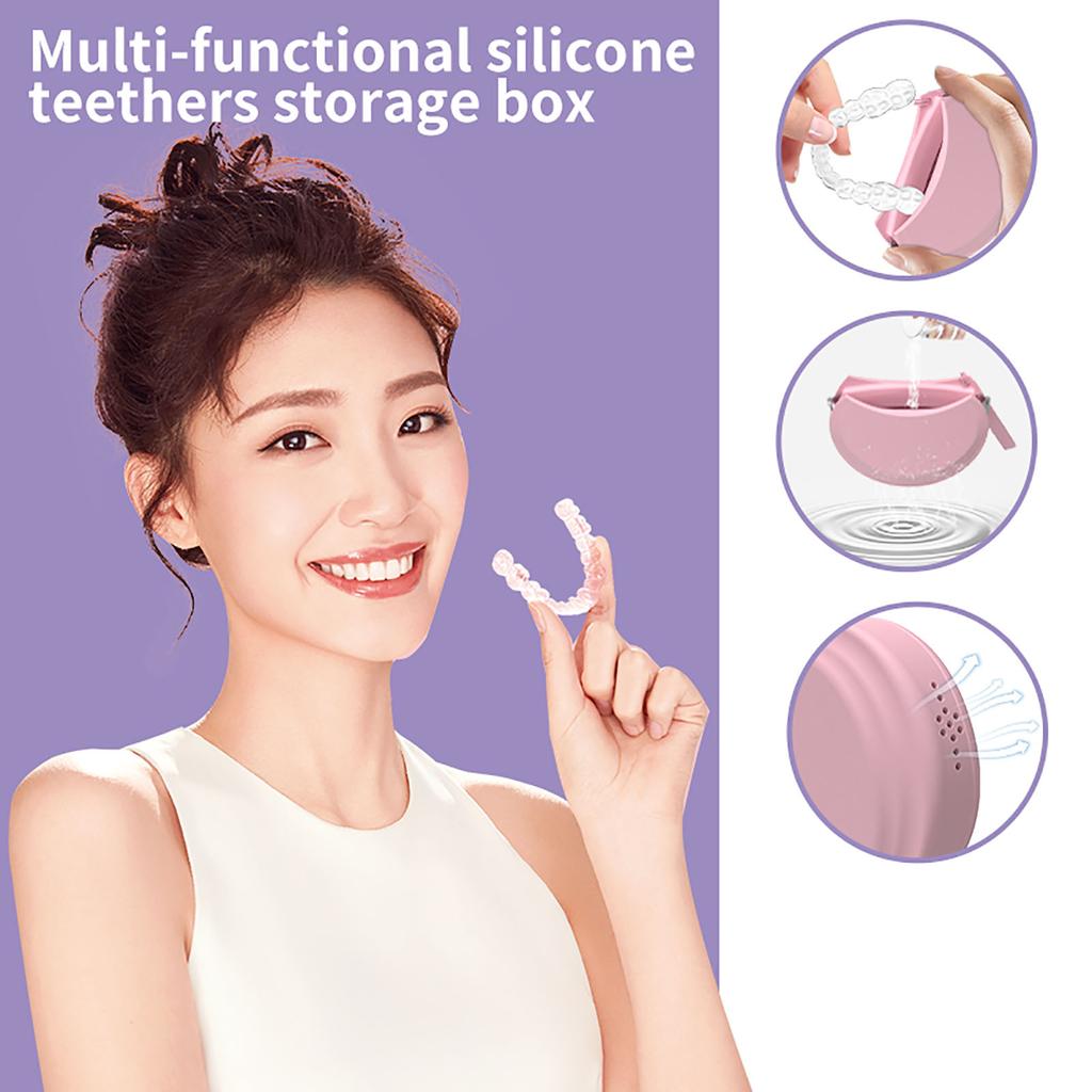 Soft Silicone Orthodontic Retainer Case Denture Storage Vent Box Hole Container Orthodontic Dental Retainer Guard