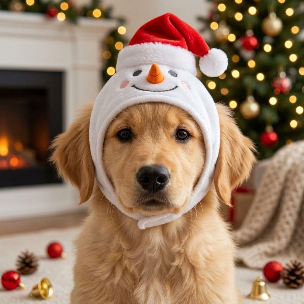 Adjustable Dog Xmas Plush Hat Skin Friendly Cat Costume Headwear Pet Dress Up