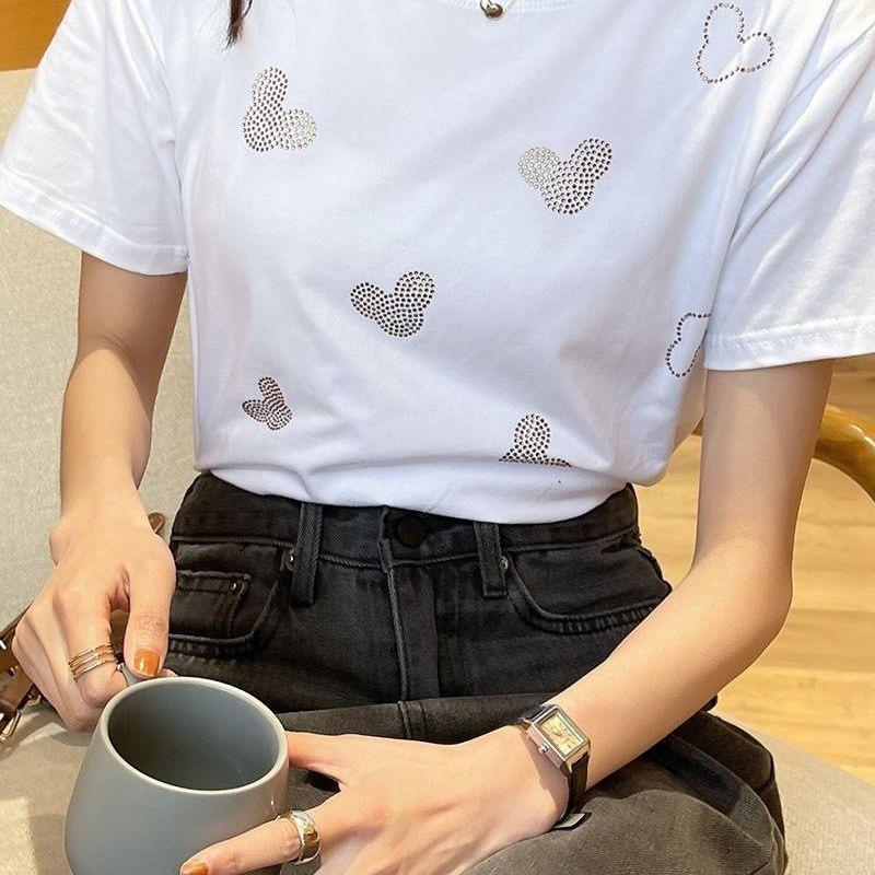 

Summer New Short-sleeved T-shirt Animal Pattern Temperament Top L білий