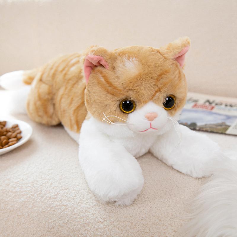 Simulation Lifelike Pet Cat Plush Toy Soft Stuffed Anima Cute Plushie Doll Lie Prone Funny Long Arm Kitten Pillow for Girl Gifts