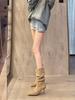 Medium Knight Boots Women's Autumn 2025 New Thin Heel Pointed Short Boots Skinny High Heel Martin Boots Pile Boots