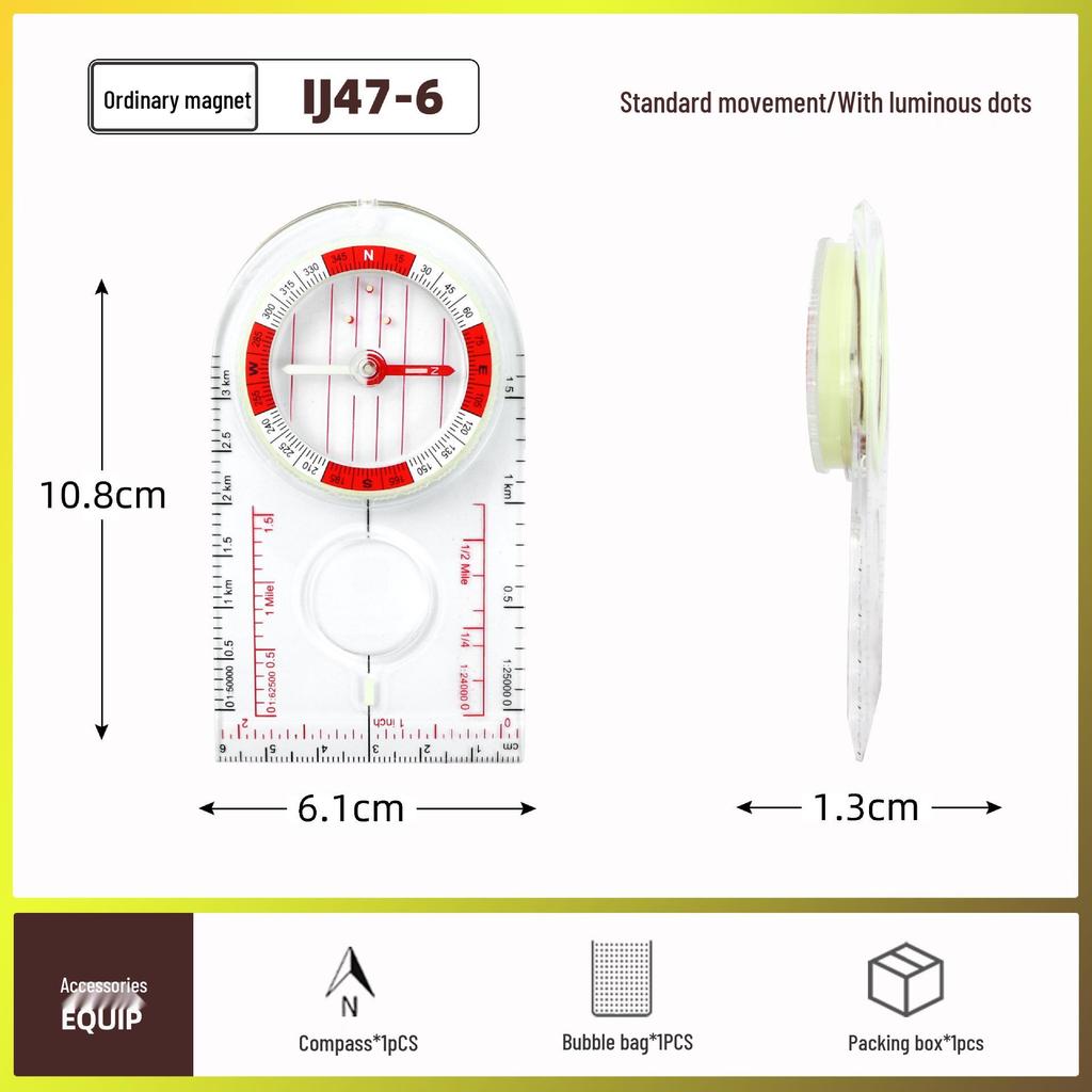 Compact Thumb-Type Outdoor Compass with Map Scale for Orientation and Teaching