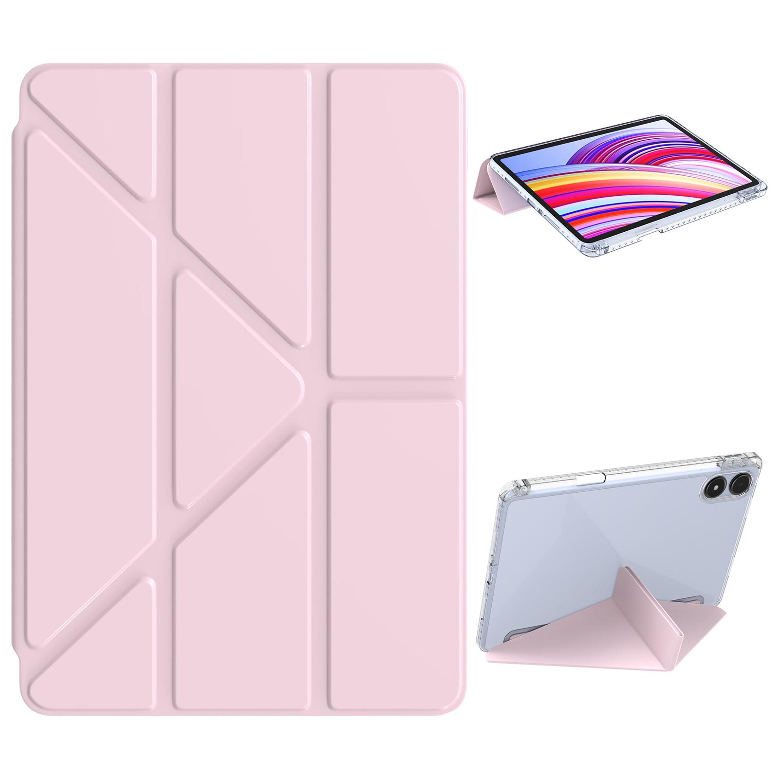 

Чехол из ПУ кожи для Xiaomi Redmi Pad Pro 5G/Pad Pro/Poco Pad 4G, подставка-оригами, прозрачная крышка для планшета Pink