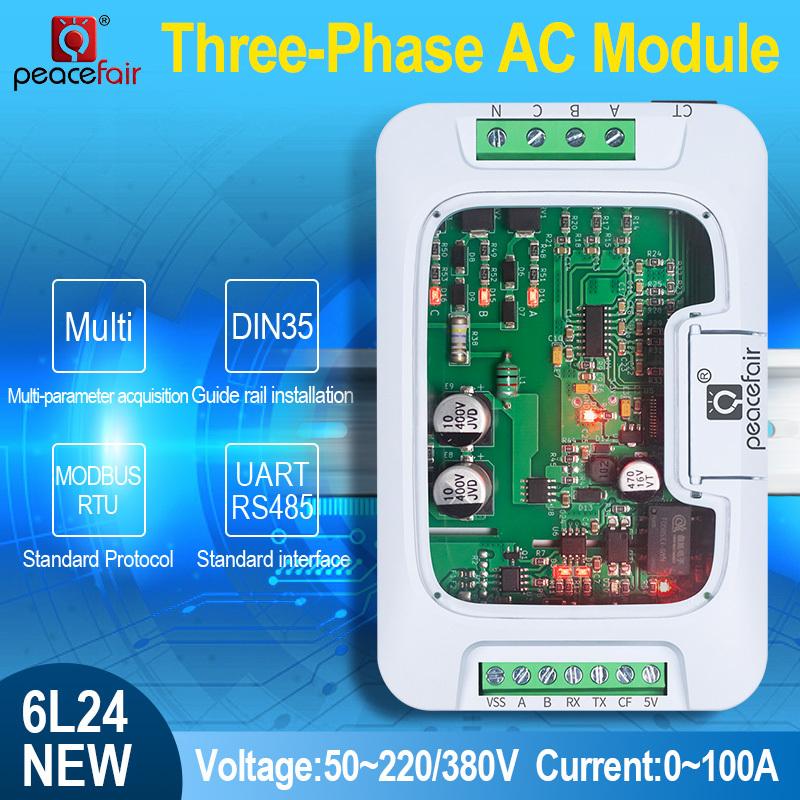 PZEM-6L24 50~560V Industrial Frequency AC Power Grid Energy Meters Three Phase 3 Wire Modbus-RTU Protocol UART 485 Communication