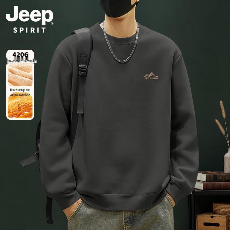 JEEP SPIRIT Men s Fleece Lined Round Neck Sweatshirt M