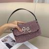Full Rhinestone Bow Large Capacity Portable Personalized Banquet Diamond Flip Small Square Bag Underarm Crossbody