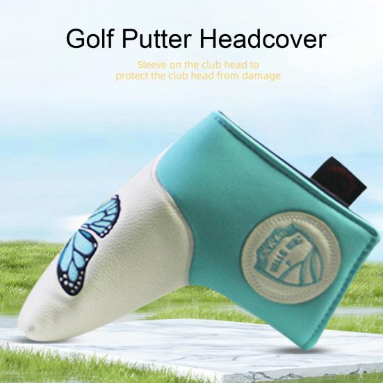 Golf-Putter-Abdeckung, Golfschläger-Schutz mit Magnetverschluss, wasserdichter Stoff, Schmetterlingsstickerei, feine Nähte, Golfschläger-Kopfbedeckung, Zubehör