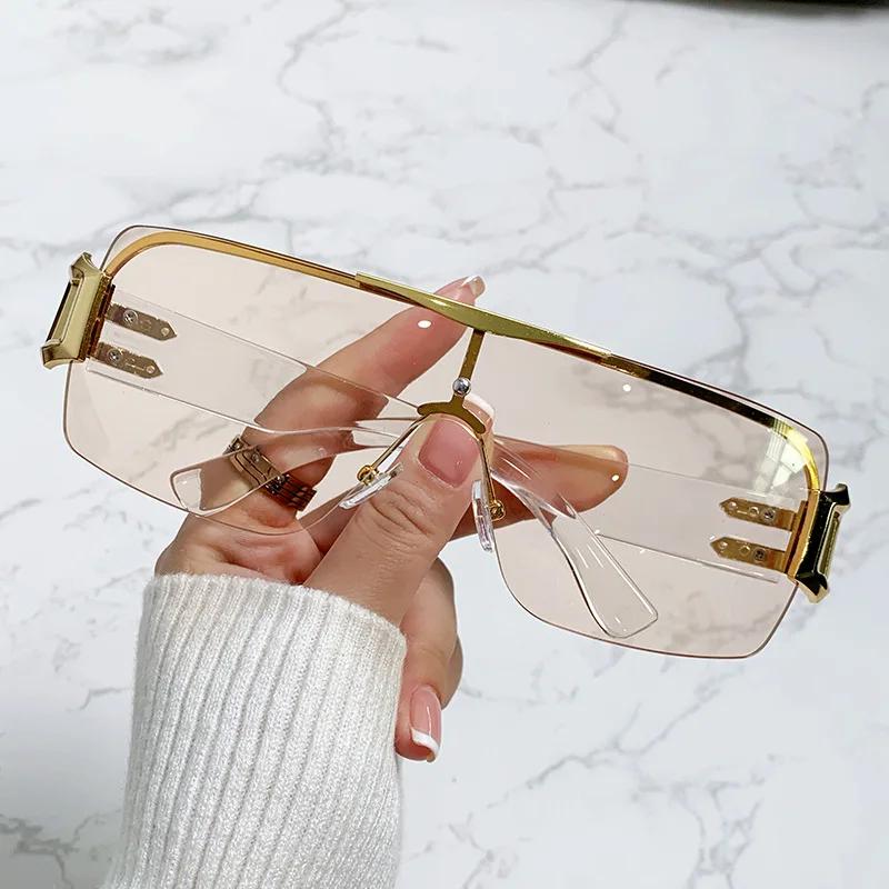 New Half Frame Oval Sunglasses Fashion Women'S Sunshade Sun Glasses Women Summer Street Photo Eyewear Uv400