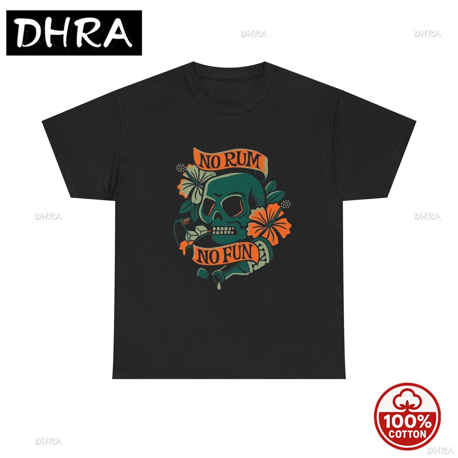 No Rum No Fun Graphic T Shirt Unisex Heavy Cotton Tee with T Shirt Femme Punk Printed Tee Soft Hip Hop Harajuku Cool Loose S