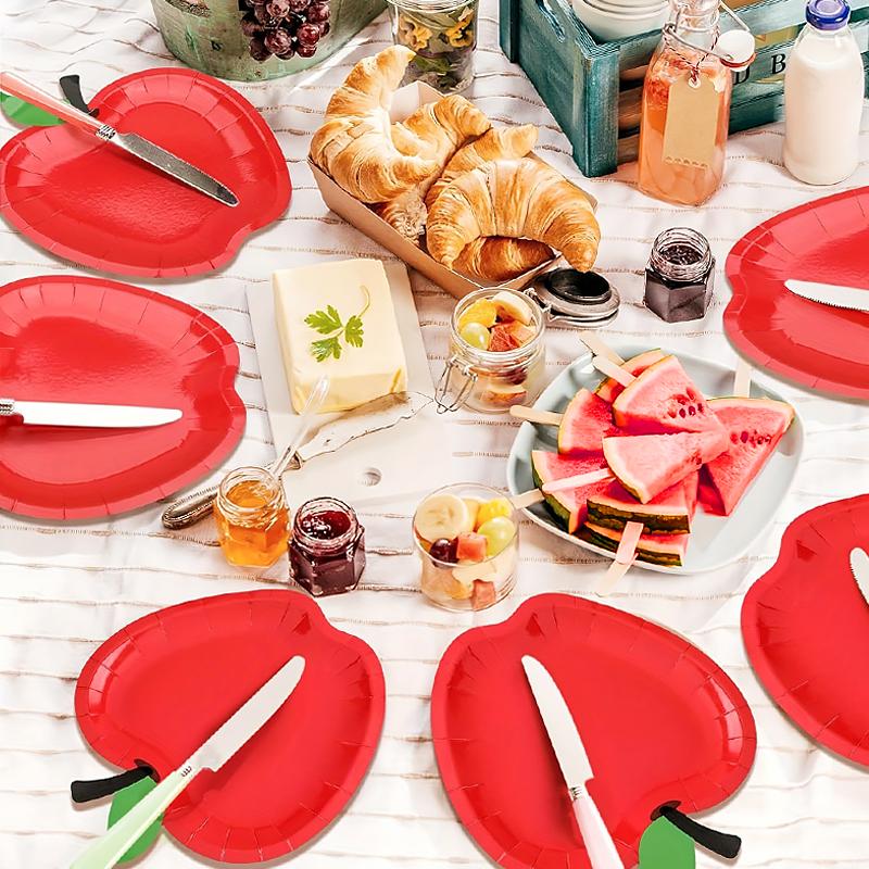 10PCS/Set Paper Plates Family Gatherings Party Supplies Funny Disposable Plates Portable Apple Shape Cute 16x18cm
