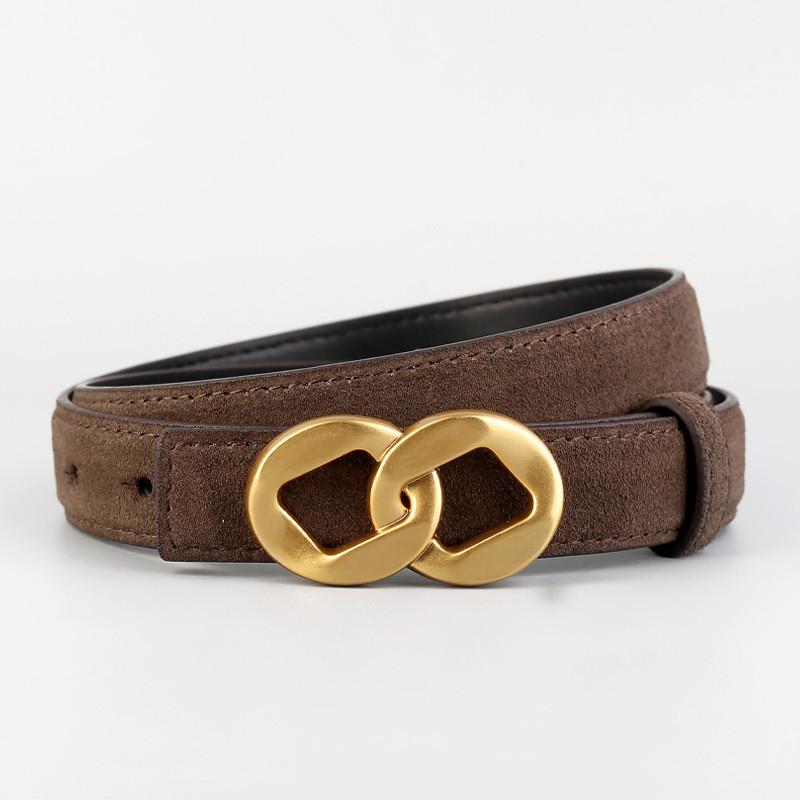 Genuine Twolayer Leather Belt For Women With Pin Buckle And Versatile Fashion Accessory