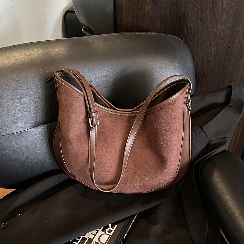 Faux Suede Patchwork Solid Color Hasp Casual Tote 2026 New Trend Bags High Quality Temperament Fashi Women's Handbags