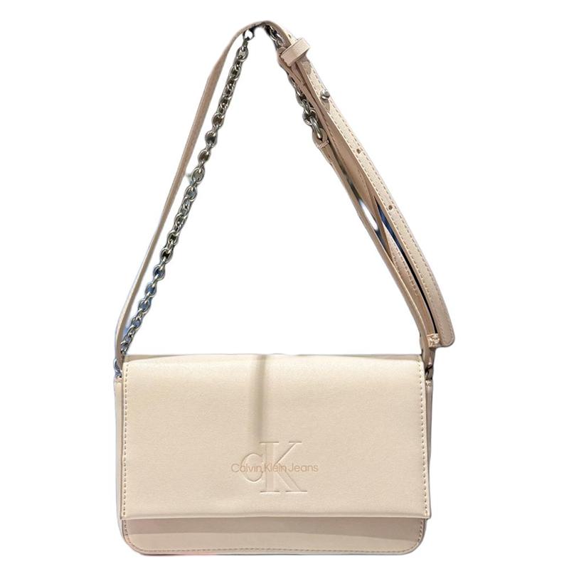 Calvin Klein Logo embossed faux leather shoulder bag women s pink