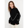 Ecru Stripe Piping Detailed Knitwear Sweater Tctaw22ak0002
