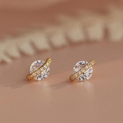 Single Diamond Planet Earrings Set Diamond Earrings Female Temperament Personality Exquisite Earrings
