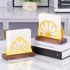 Nordic Gold Vertical Tissue Holder - Walnut Wood Tabletop Storage for Hotel, Restaurant, Cafe