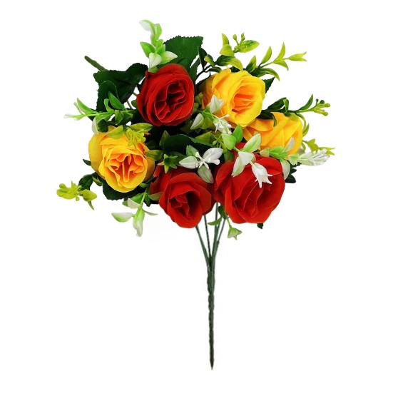 Artificial Roses Flowers 6 Heads Faux Silk Flower Bouquet with Leaves for Bridal Bouquet DIY Arrangement Wedding Party Home Living Room Table Decor