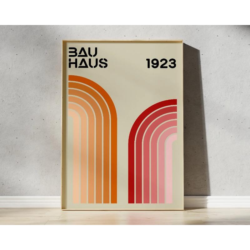 Bright Colourful Mid Century Bauhaus Wall Art Poster Geometric Canvas Prints Living Room Bedroom Artwork for Home Decor Gift