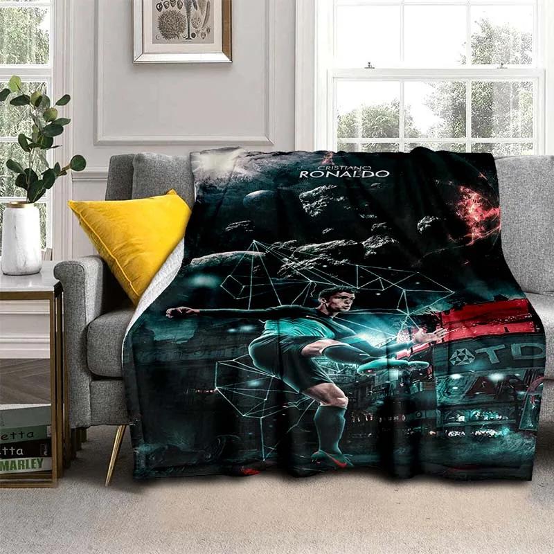 Pătură de flanel cu model Cristiano R-Ronaldo CR7, pătură multifuncțională pentru cadou de sărbători Pături calde și moi toate anotimpurile
