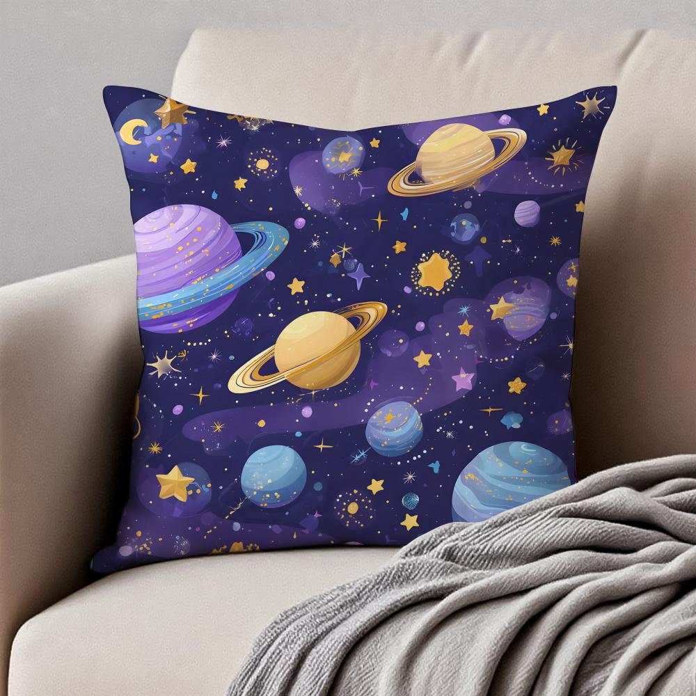 Dreamy Universe Starry SciFi Cushion Cover Pillowcase Antidustmite Invisible Zipper Short Plush Sofa Cushion