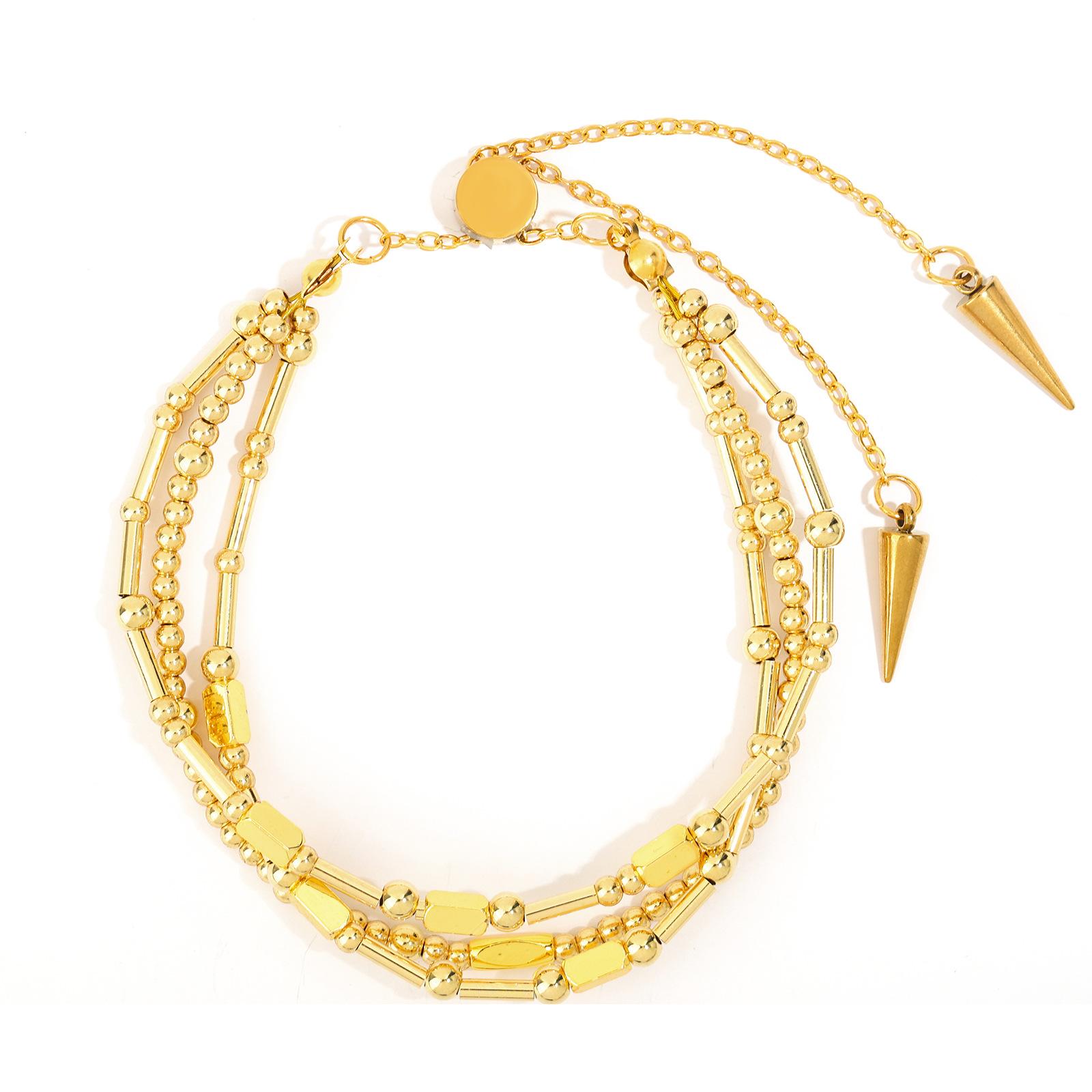 Bohemian bracelet holiday gift stainless steel bamboo square beaded bracelet women s multi-layer chain bracelet