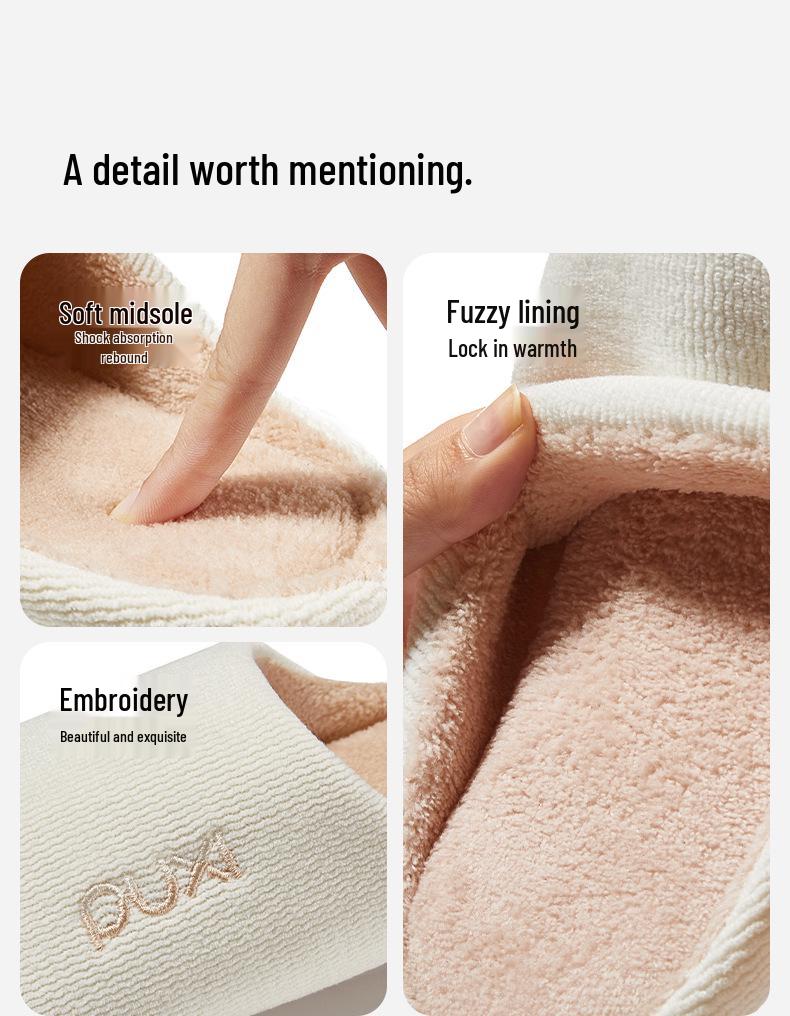 Women's Puxi Warm Cotton Slippers - Non-slip, Wear-resistant, Silent Plush for Autumn & Winter